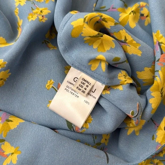 Goen.J Floral Ruffle Top | Size Small (4) | Blue & Yellow - Picture 6 of 6